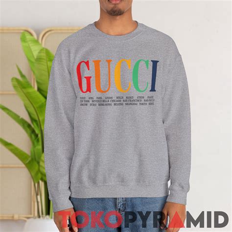 gucci sweatshirt rainbow|gucci rainbow cities t shirt.